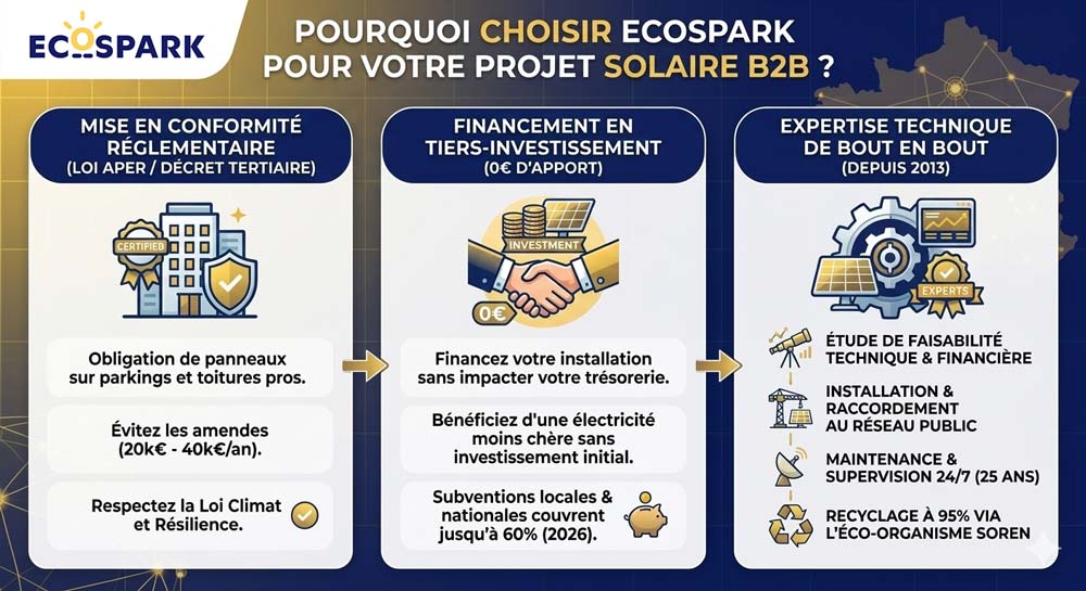 Pourquoi choisir Ecospark pour votre projet solaire B2B - Photovoltaïque Entreprise Industrie